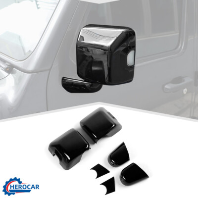 Side Rear view Mirror W/ Light Slot Cover Trim For Jeep Wrangler JL JT 18+ Black