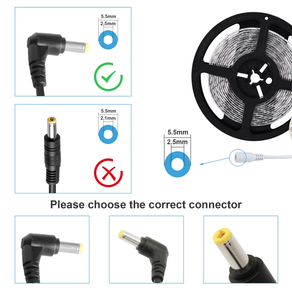 Adaptador de fuente de alimentación 12V 5A 60W convertidor transformador cargador enchufe de 5,5 mm x 2,5 mm Foto 2 de 4