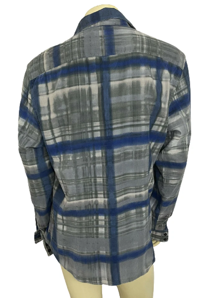 Roberto Cavalli класса Италии мужской синий вельвет печать рубашка размер 20 розничной $529 - Изображение 3 из 4