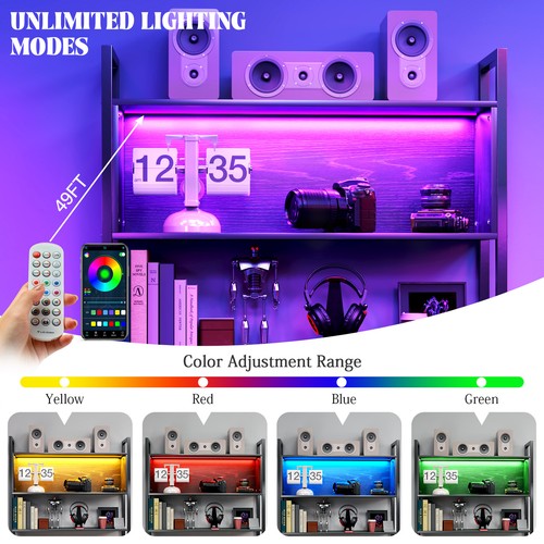Wood Floating Display Shelves for Wall RGB LED Wooden Wall-Mounted Shelf Racks - Picture 6 of 14