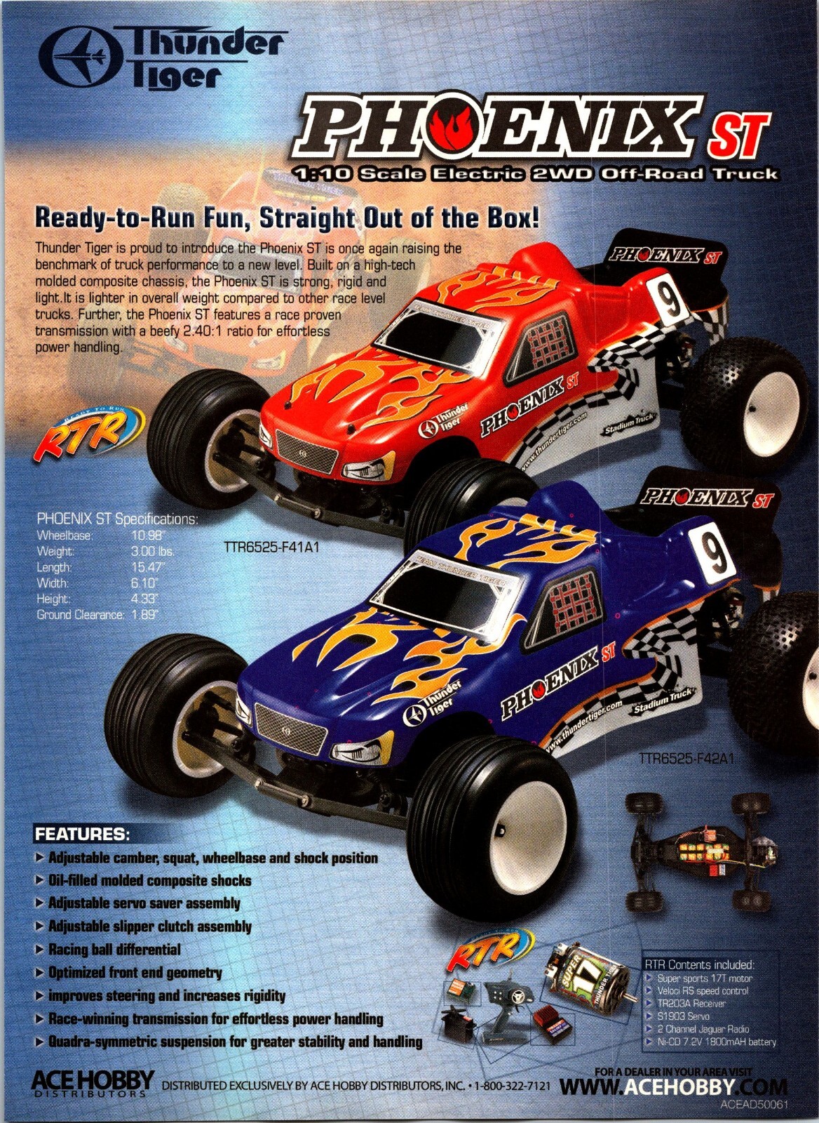 Thunder Tiger Phoenix ST Electric 2WD 1/10 Vintage Print Ad 