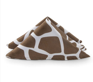 Giraffe Pattern Brown White set of 4 white on back polyester napkins, satin feel