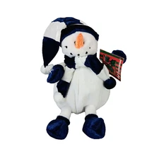 Dan Dee Soft Impressions Christmas Snowman Blue White Holiday Plush Stuffed Toy