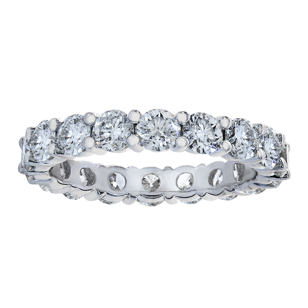 14K White Gold 2.25 Carat Round Cut Diamond Eternity Ring Women's ...