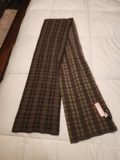 Pierre Cardin Men  s Scarf 100 Acrylic Striped Checker Chocolate 70   9  