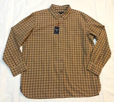 New with tags-Daniel Cremieux Men's 100% Cotton Shirt Brown check- Size 2XL