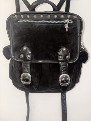 Chrome Hearts klassischer Rucksack aus Leder und Wildleder -34 x 25 x 11 cm - Sterlingsilber