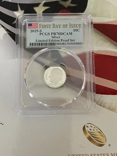 2025 S 10C Silver Dime PCGS PR70DCAM LIMITED EDITION PROOF SET FIRST DAY OF ISSU