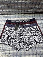 Emporio Armani Men's Logo Motif Trunks L Set Of 2 Assorted Colors And Prints