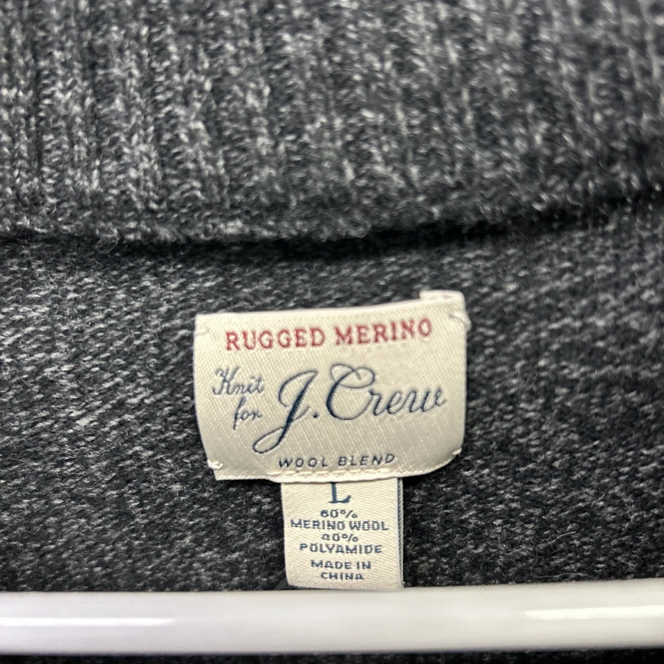 J. Crew Sweater Mens Large Gray Marled Rugged Merino Wool Blend Half Zip Mock - Image 3 of 4