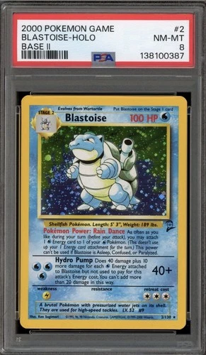Pokemon Blastoise Base Set 2 Holo Rare #2 PSA 8