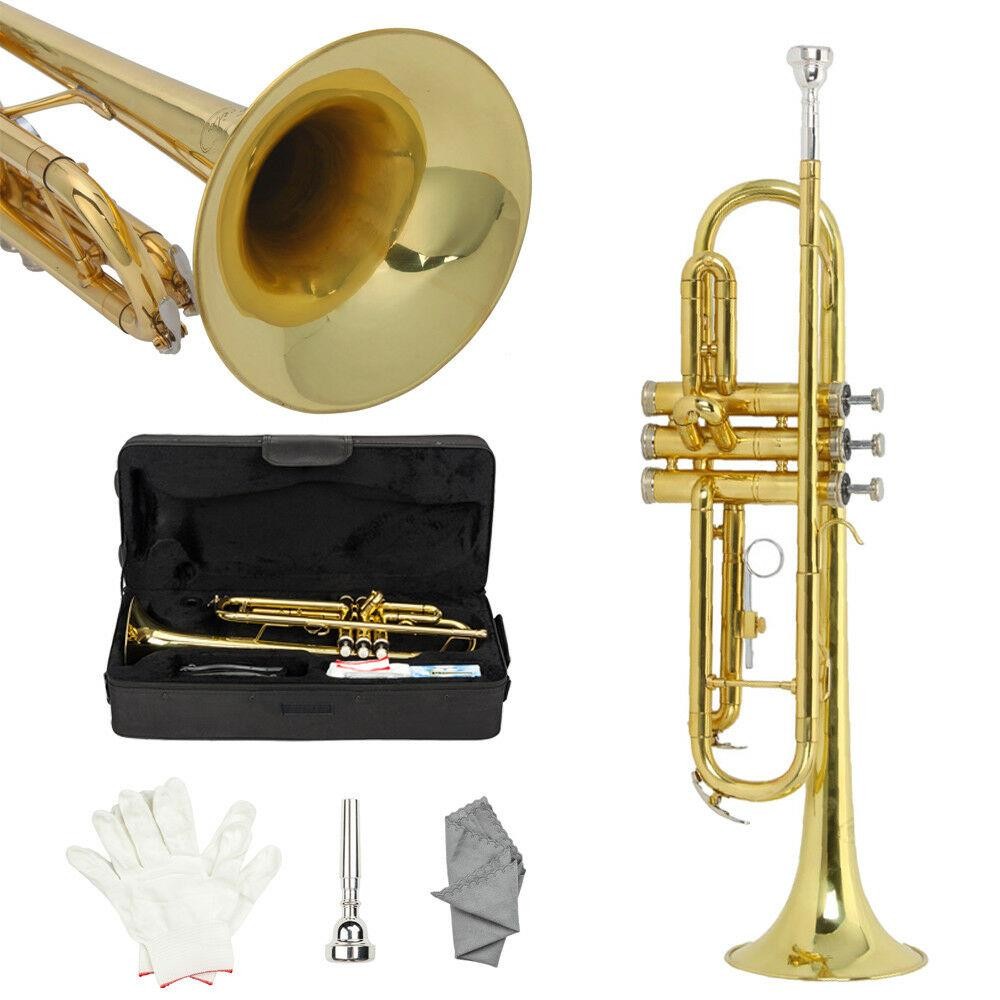 New Paint Gold Student Concert Bb Golden Trumpet w/ Case Mouthpiece for Beginner