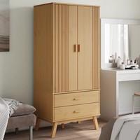 Kleiderschrank Olden Massivholz Kiefer Braun 76,5X53X172 Cm