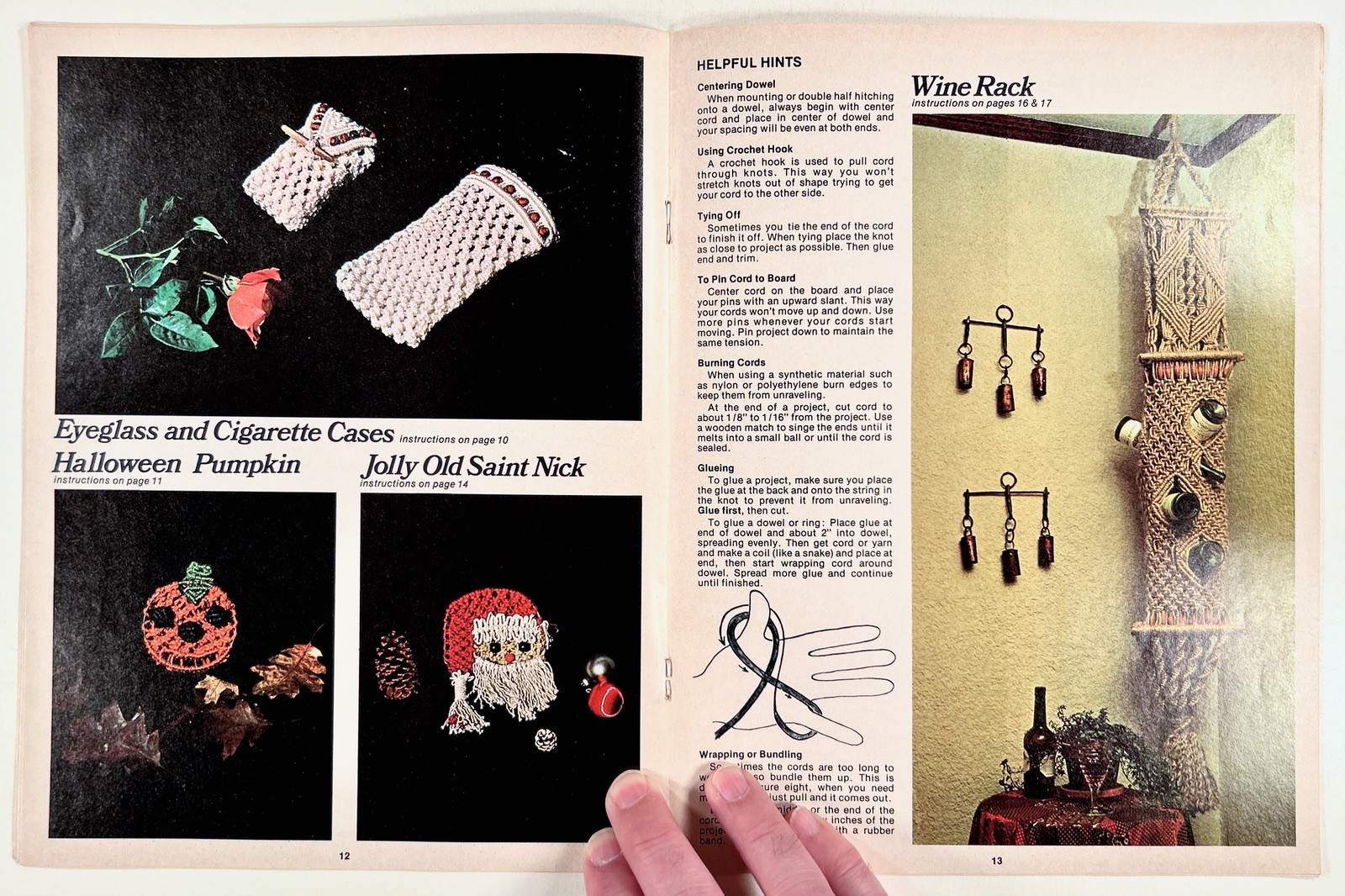 1976 MACRAME WHY KNOT pattern book 70s KITSCH interior design WALL HANGINGS more