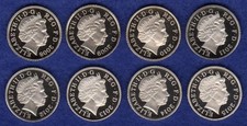 UK 2008 - 2015 Proof Five Pence Date Run, 5p, 8x Coins (Ref. t8069)