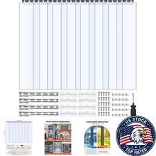 8 PCS Industrial Clear PVC Strip Curtains - 84"H x 48"W for Freezer Garage