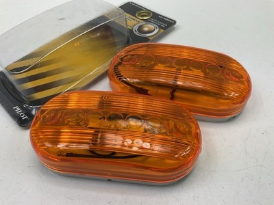 (2) Pilot NV5005A 4'' Amber Oval Surface Mount Clearance Side Marker Light