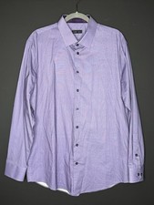 Men s Dress Shirt Purple Button Neck 17 34/35