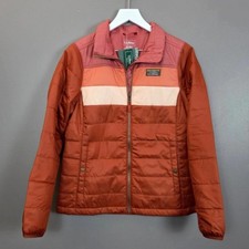 New LL Bean Colorblock Jacket XS Women Lightweight Sienna Brick Adobe Red Puffet