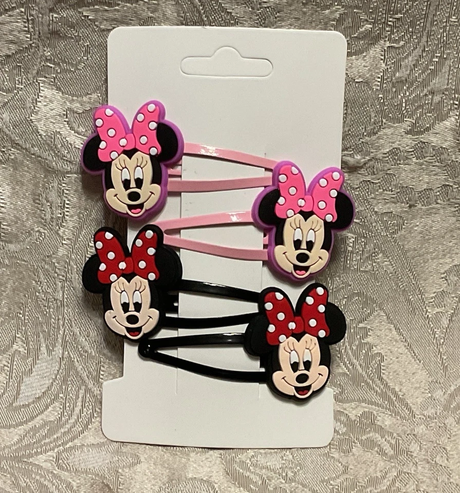 Juego de pasadores pinza de pelo para niña con moño rojo y rosa Minnie Mouse Foto 2 de 2