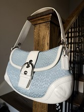 Vintage Coach Soho F10926 Baby BlueSignature Shoulder Bag keychain pouch Y2K