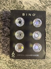 BINO Home Diamond Cut Crystal Drawer Knobs Pulls 6 pc Set