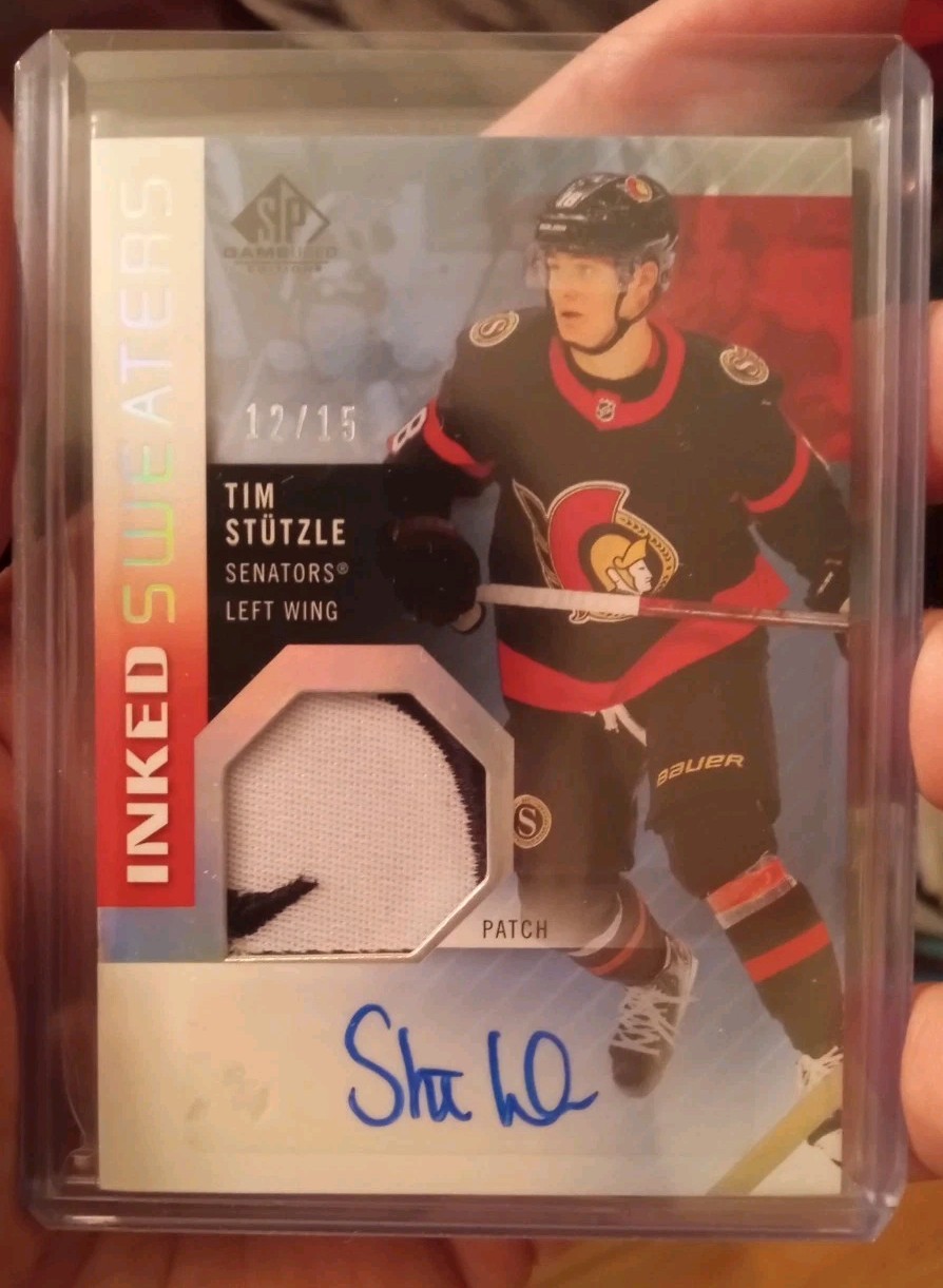 Tim Stutzle 2021-22 SP Game Used Inked Sweaters AUTO JSY /15