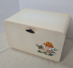 Vintage~EKCO~Mid Century~Merry Mushroom~Metal Kitchen Bread Box~Sears