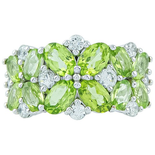 Gold Coast Platinum Plated Green Peridot Flower Burst Statement Ring Size 10