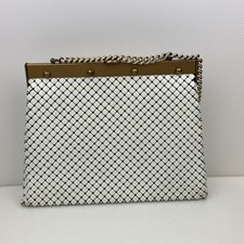Vintage Whiting Davis White Chain Mesh With Chain Purse Handbag 8x11