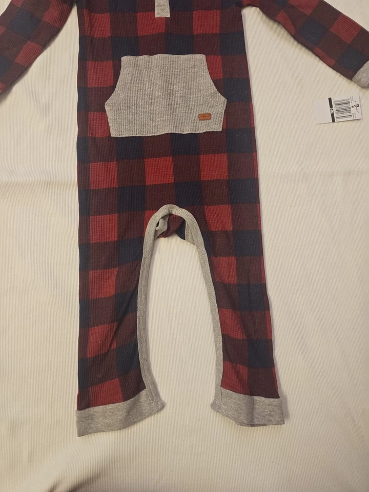 Mono Búfalo Tejido Gofre Bebé 7 For All Mankind - Rojo/Azul - (24M) NUEVO Foto 4 de 4