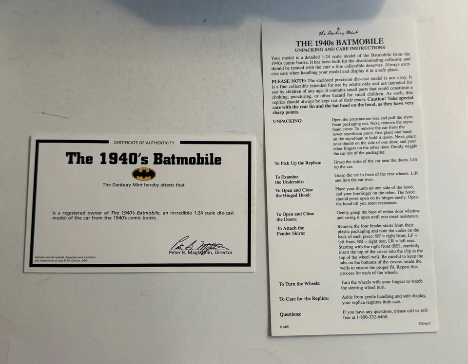 RARO Batimóvil de cómic Danbury como nuevo Batman de los años 40, 1:24 con certificado de autenticidad y caja Foto 3 de 4