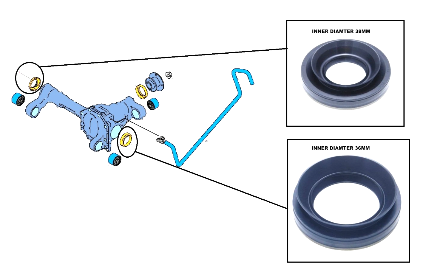 FRONT DIFFERENTIAL SIDE SEAL LH & RH  For NISSAN PATHFINDER R51 2.5DCi 2005+