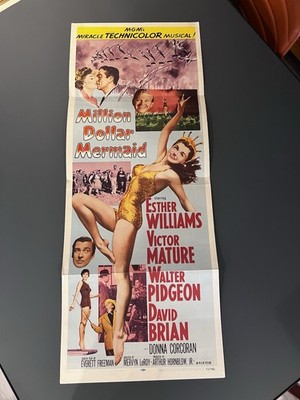 Million Dollar Mermaid Orig Vtg Movie Poster Insert Esther Williams 1952 14x36