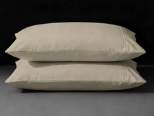 NWT Pizuna Linens Queen Beige Premium 400 Thread Count Cotton Pillow Cases Only