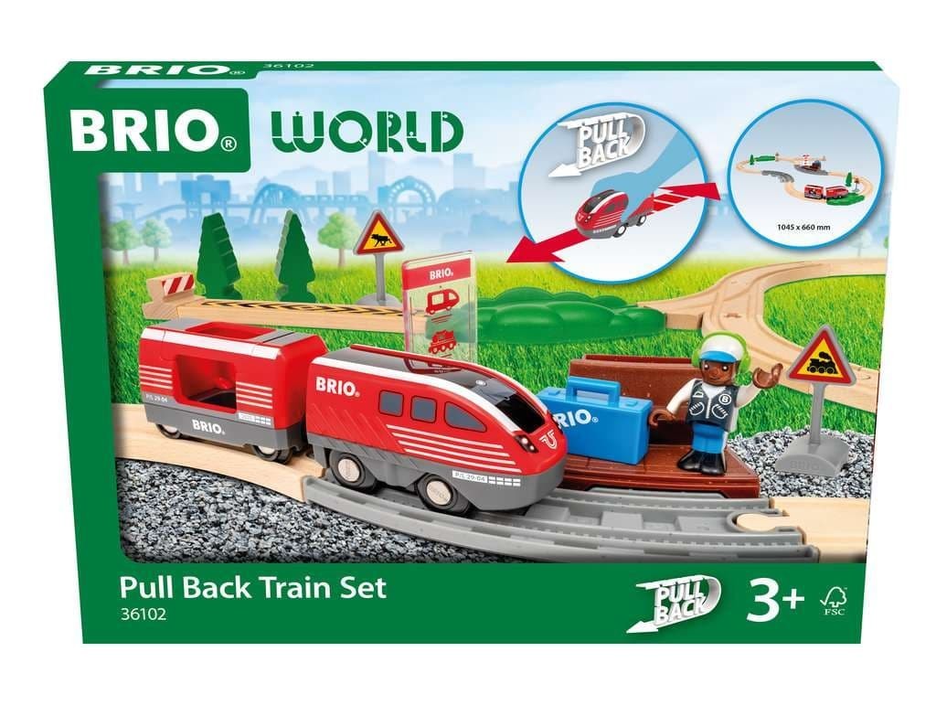 Brio World 36102 Pull Back Train Set Toy for Children Ages 3 and Up