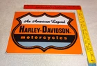 VINTAGE HARLEY DAVIDSON MOTORCYCLES AMERICAN LEGEND PORCELAIN METAL GAS OIL SIGN