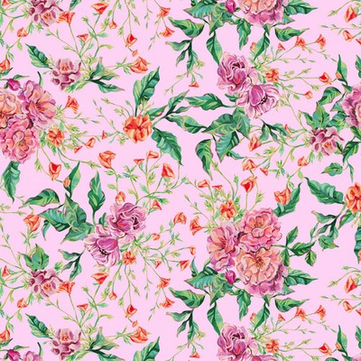 FREE SPIRIT - In Full Bloom by Surface of Beauty - Rose Garden - Blush ,1/4 yard