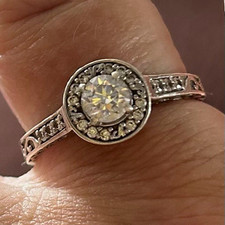 9ct White Gold Hallmarked Halo Engagement Ring S Round White Simulated Diamond