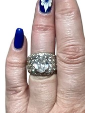 925 Silver Women's Size 6.5 Elegant Oval -Cut Cubic Zirconia Stone Ring