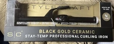 StyleCraft Black Gold Ceramic Hair Curling Iron 3/4" 19mm Salon Stylist SCSC75B