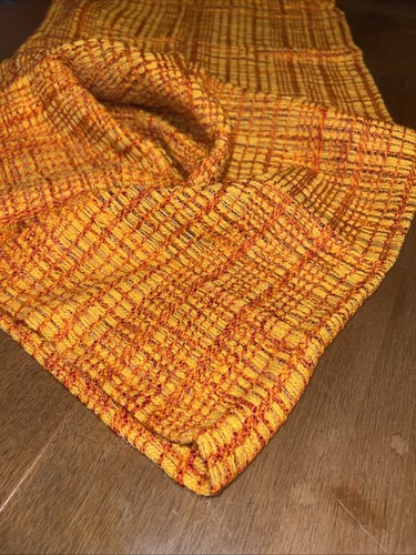 VTG Pair Mod Weave Burnt Orange Curtains MCM Retro Groovy Textured Boho Chic