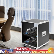 12U Cabinet Rolling Network Rack Audio Studio Video Telecom Equipment Rack Black