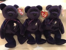 Vintage/Lot Of 3 Ty Beanie Babies Princess Diana-Tags W/Protectors, Retired-New!