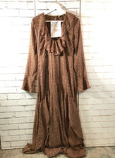 ASOS Sample Maxi Dress Brown Metallic Chiffon Ruffle Boho Evening Romantic UK 10
