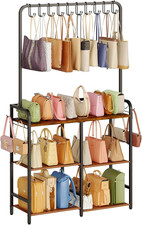 Large Purse Organizer for Closet, 3-Tier Double-Row Handbag Rack Narrow-Space