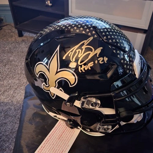DREW BREES SIGNED  SAINTS Custom Speedflex HELMET BECKETT COA HOF inscription