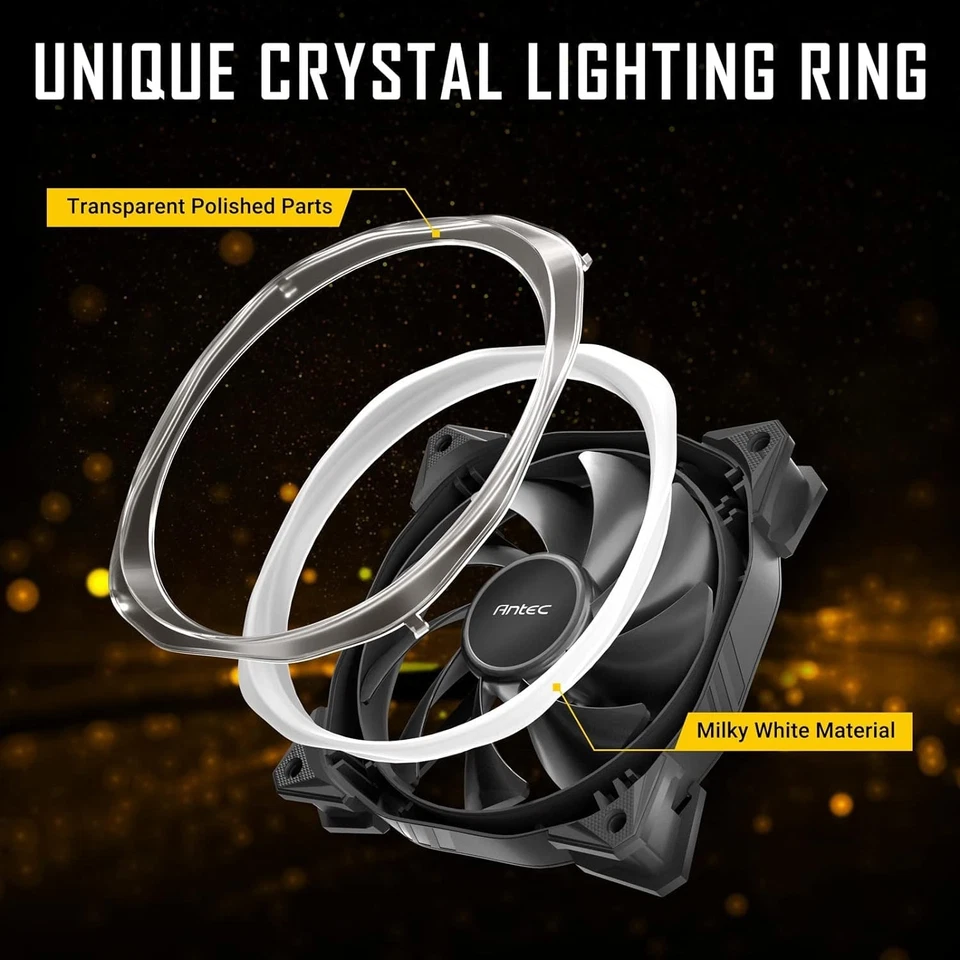 Antec Fusion 12cm PWM ARGB Case Fans x3, Hydraulic Bearing, 16 LEDs, Anti-Vibrat - Bild 2 von 4