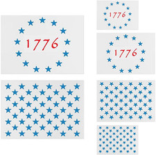 American Flag Star Stencil Templates - 6 Pack 50 Stars 1776 13 Stars Flag Stenci