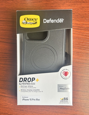 OtterBox Defender Series Black Rugged Case + Holster for iPhone 15 Pro Max